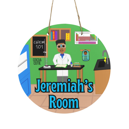 Cocoa Cutie Chemist Boy Round Wooden Wall Door Sign 11.8''