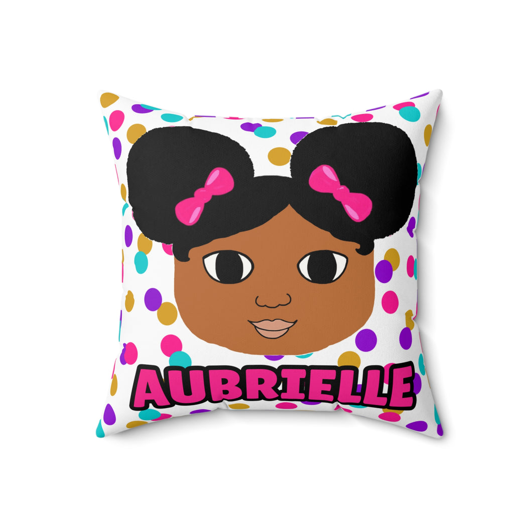 Cocoa Cutie Afro Puffs Pink Bows Affirmation Pillow- Girl (PICK SKIN TONE)