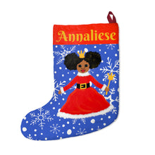 Load image into Gallery viewer, Cocoa Cutie Christmas Princess Christmas Stockings (PICK YOUR SKIN TONE)

