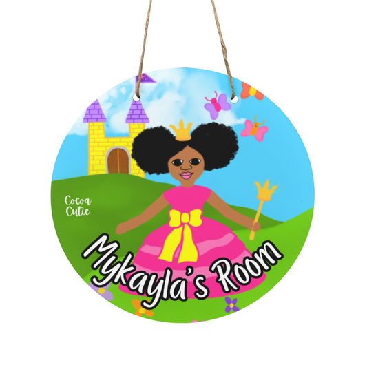 Cocoa Cutie Princess Round Wooden Wall Door Sign 11.8''