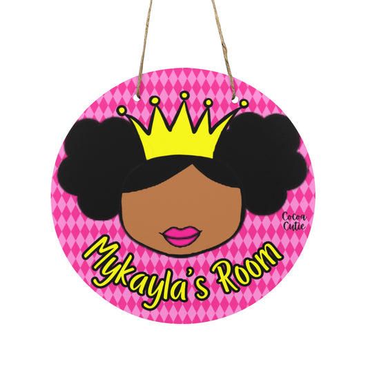 Cocoa Cutie Princess Vibes Round Wooden Wall Door Sign 11.8''