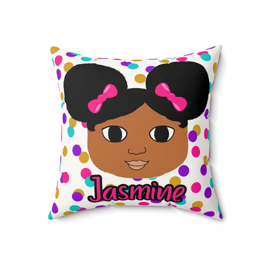 Cocoa Cutie Afro Puffs Pink Bows Affirmation Pillow- Girl (PICK SKIN TONE)