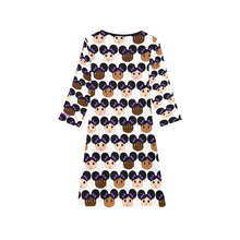Load image into Gallery viewer, Cocoa Cuties Afro Puffs Long Sleeve Dress (PINK OR PURPLE)
