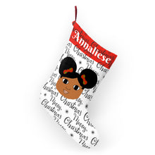 Load image into Gallery viewer, Cocoa Cutie Christmas Afro Puffs Christmas Stockings (PICK YOUR SKIN TONE)
