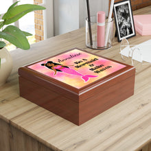 Load image into Gallery viewer, Cocoa Cutie Pink Mermaid Jewelry Box, Keepsake Box-Wood &amp; Ceramic Tile Top (PICK SKIN TONE)
