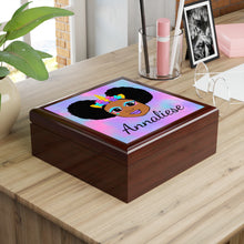 Load image into Gallery viewer, Cocoa Cutie Unicorn Magic Jewelry Box, Keepsake Box-Wood &amp; Ceramic Tile Top (PICK SKIN TONE)
