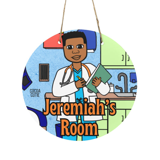Cocoa Cutie Doctor Boy Round Wooden Wall Door Sign 11.8''