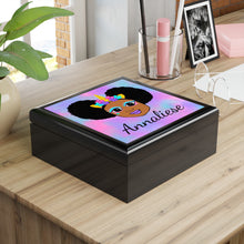 Load image into Gallery viewer, Cocoa Cutie Unicorn Magic Jewelry Box, Keepsake Box-Wood &amp; Ceramic Tile Top (PICK SKIN TONE)
