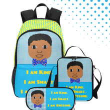 Load image into Gallery viewer, BUNDLE-3PC BACKPACK SET Cocoa Cutie I Am Affirmation Boy YELLOW (PICK YOUR SKIN TONE)
