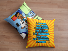 Load image into Gallery viewer, Cocoa Cutie Doctor Affirmation Pillow- Boy (PICK SKIN TONE)

