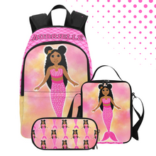 Load image into Gallery viewer, BUNDLE 3PC BACKPACK SET Pink Mermaid Cocoa Cutie (PICK YOUR SKIN TONE)

