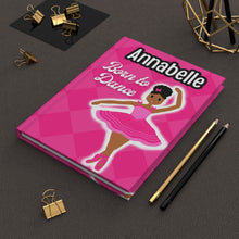 Load image into Gallery viewer, Cocoa Cutie Personalized HARDCOVER Journal- Pink Dancer (PICK YOUR SKIN TONE)

