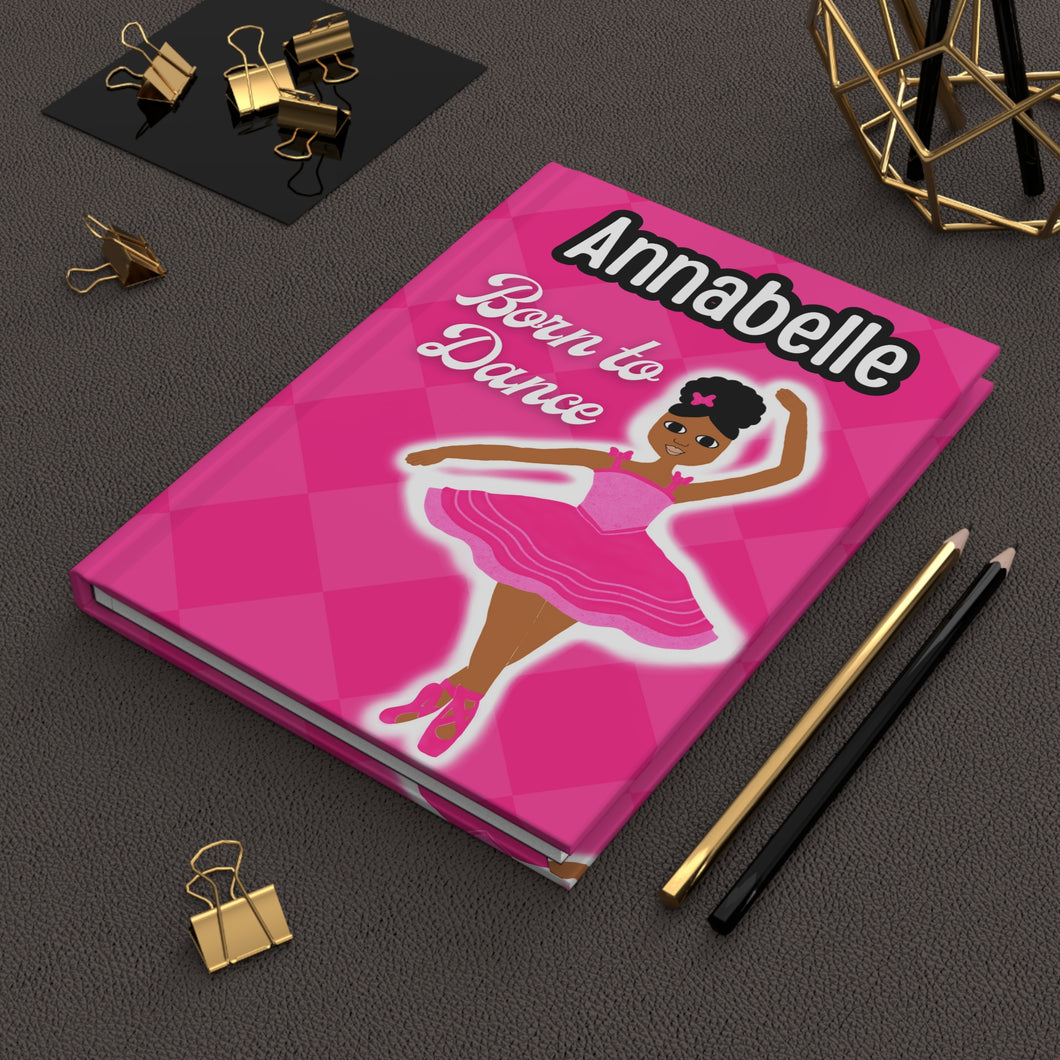 Cocoa Cutie Personalized HARDCOVER Journal- Pink Dancer (PICK YOUR SKIN TONE)