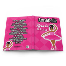 Load image into Gallery viewer, Cocoa Cutie Personalized HARDCOVER Journal- Pink Dancer (PICK YOUR SKIN TONE)

