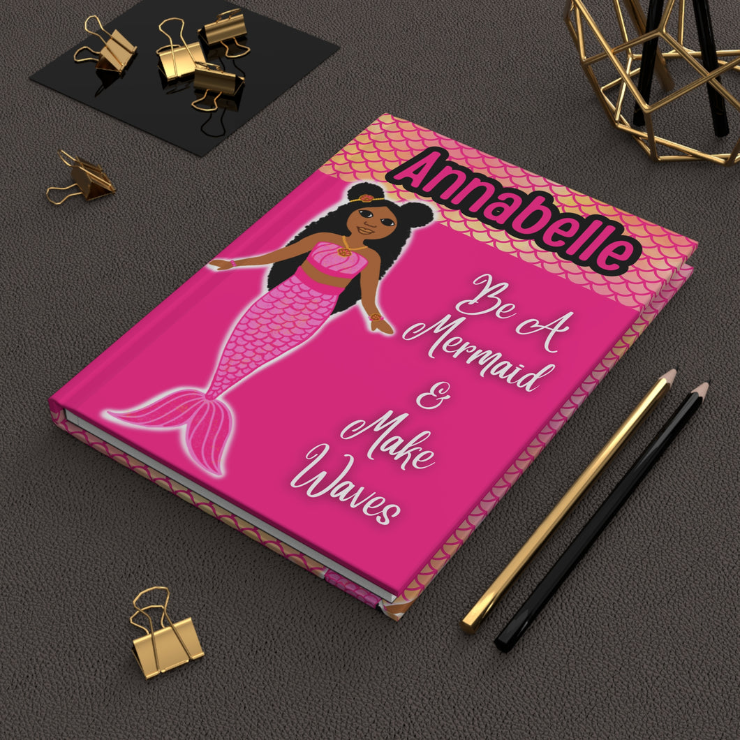 Cocoa Cutie Personalized HARDCOVER Journal- Pink Mermaid(PICK YOUR SKIN TONE)