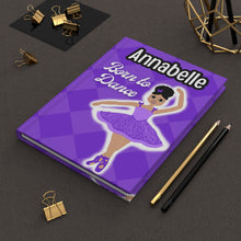 Load image into Gallery viewer, Cocoa Cutie Personalized HARDCOVER Journal- Purple Dancer (PICK YOUR SKIN TONE)
