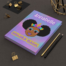Load image into Gallery viewer, Cocoa Cutie Personalized HARDCOVER Journal- Unicorn Magic (PICK YOUR SKIN TONE)
