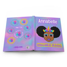 Load image into Gallery viewer, Cocoa Cutie Personalized HARDCOVER Journal- Unicorn Magic (PICK YOUR SKIN TONE)

