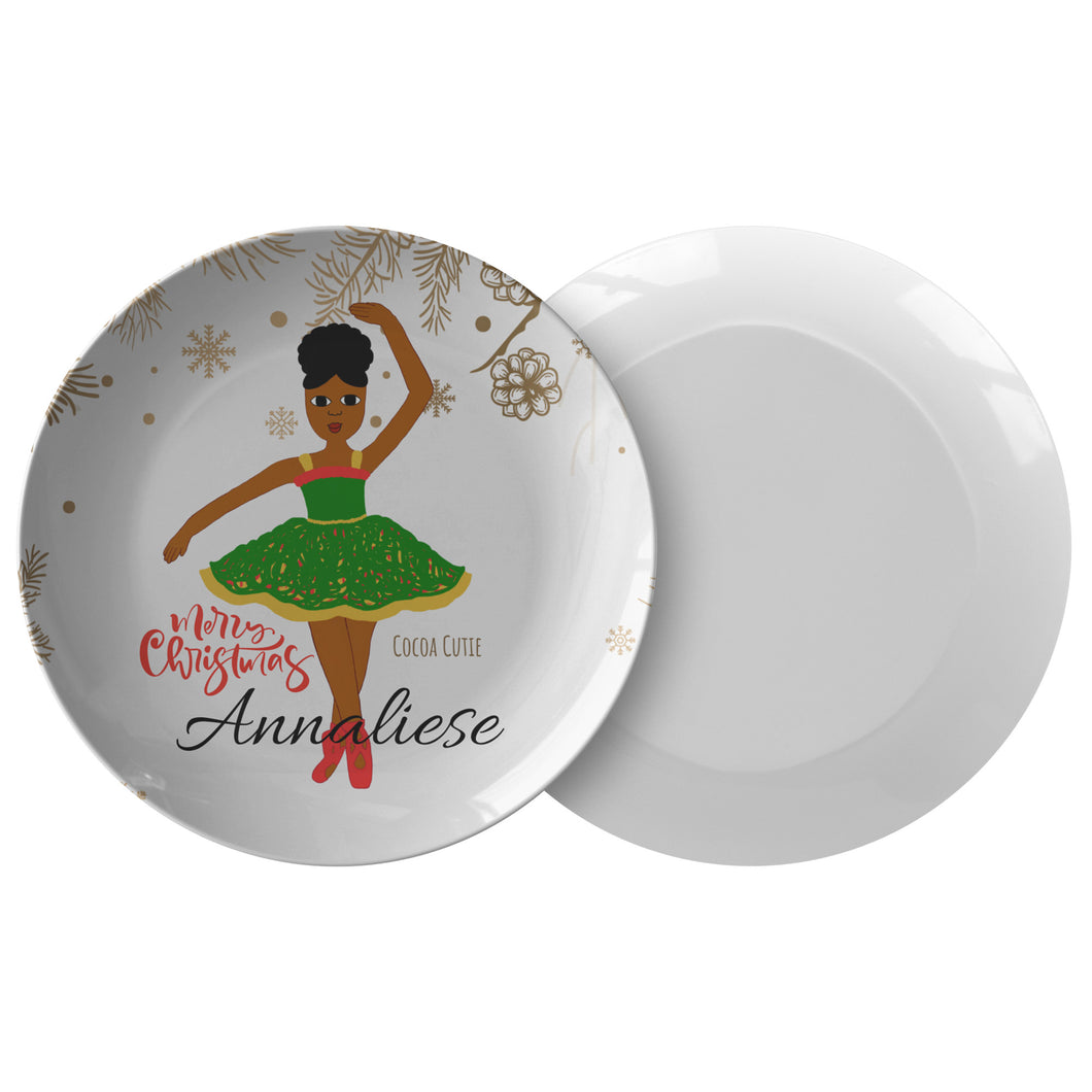 Cocoa Cutie Christmas Ballerina Personalized Plate