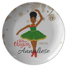 Load image into Gallery viewer, Cocoa Cutie Christmas Ballerina Personalized Plate

