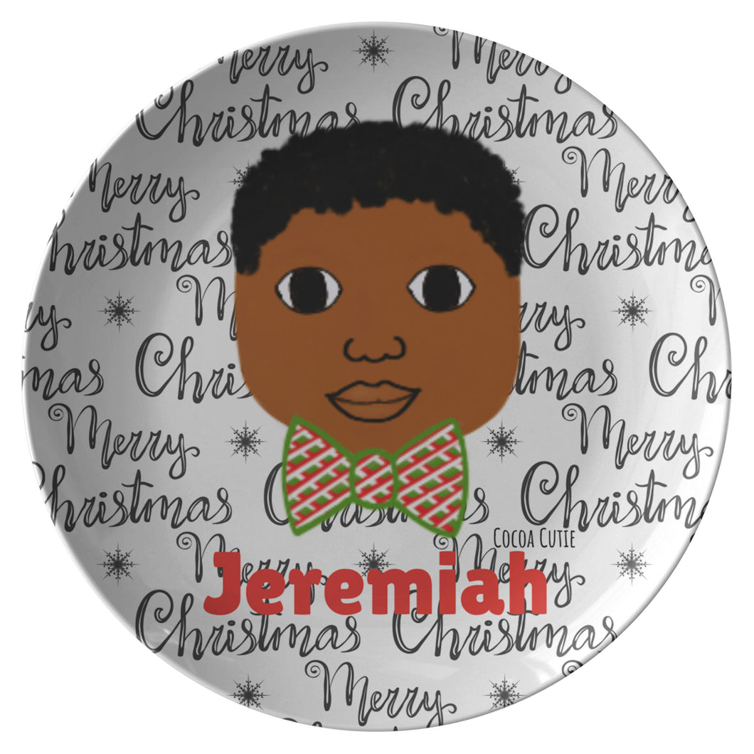 Cocoa Cutie Christmas Bow Tie Boy Personalized Plate