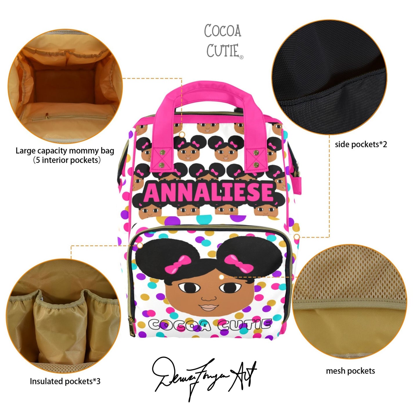 Cocoa Cutie Afro Puff Girl Diaper Bag