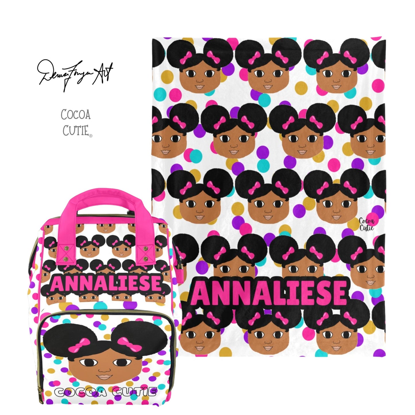 Cocoa Cutie Afro Puff Girl Diaper Bag