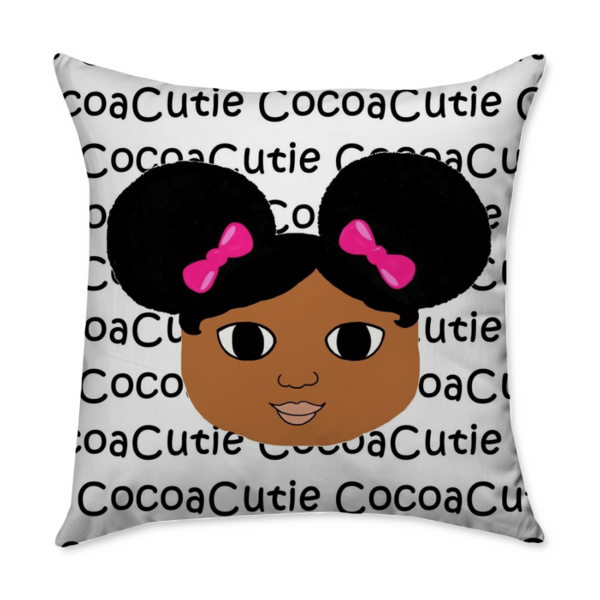 Cocoa Cutie Afro Puffs Jordyn PINK Pillow MEDIUM SKIN TONE
