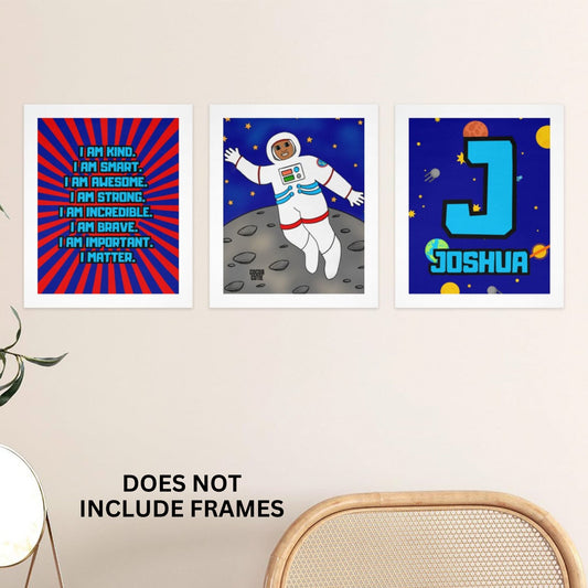 Cocoa Cutie Affirmations Wall Art Collage Astronaut Boy (PICK SKIN TONE)