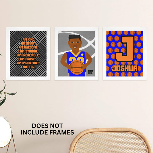 Cocoa Cutie Affirmations Wall Art Collage Basketball B-Ball Boy (PICK SKIN TONE)