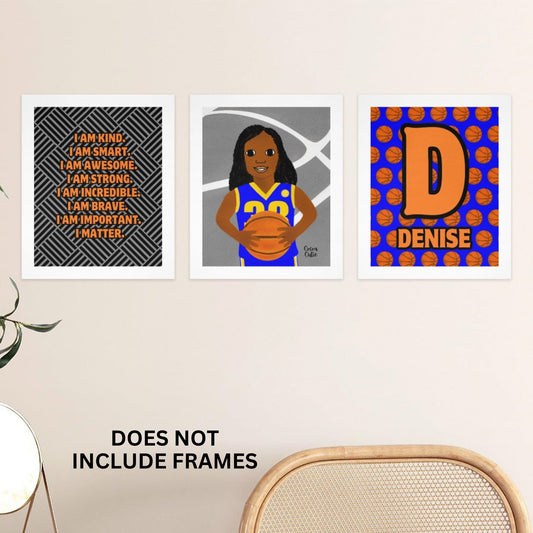 Cocoa Cutie Affirmations Wall Art Collage Basketball B-Ball Girl (PICK SKIN TONE)