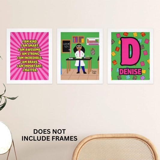 Cocoa Cutie Affirmations Wall Art Collage Chemist Girl (PICK SKIN TONE)