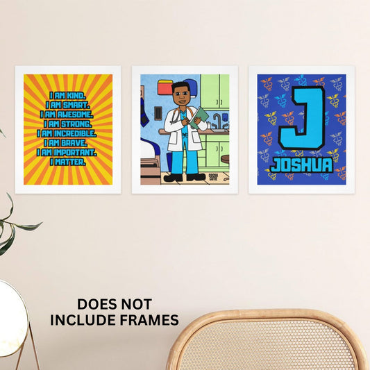Cocoa Cutie Affirmations Wall Art Collage Doctor Boy (PICK SKIN TONE)