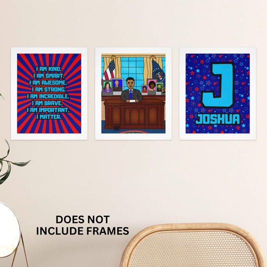 Cocoa Cutie Affirmations Wall Art Collage President Boy (PICK SKIN TONE)