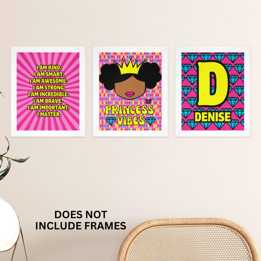 Cocoa Cutie Affirmations Wall Art Collage Princess Vibes (PICK SKIN TONE)