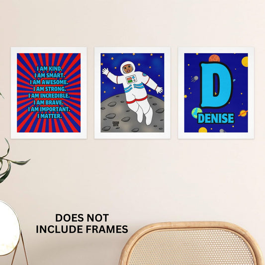 Cocoa Cutie Affirmations Wall Art Collage Astronaut Girl (PICK SKIN TONE)