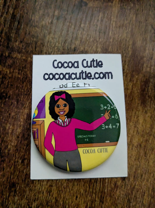 Cocoa Cutie Teacher Girl Button Medium Skin Tone RS