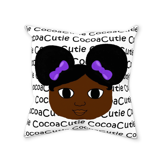 Cocoa Cutie Afro Puffs Yanna Pillow PURPLE- DARK SKIN TONE