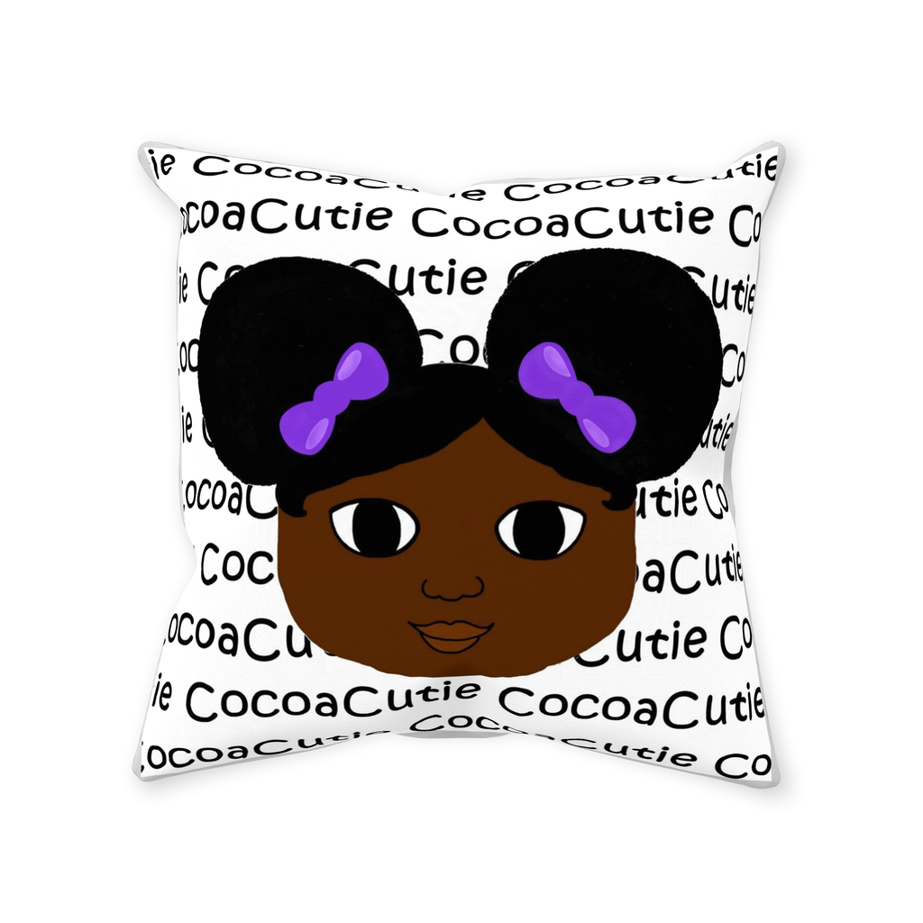 Cocoa Cutie Afro Puffs Yanna Pillow PURPLE- DARK SKIN TONE