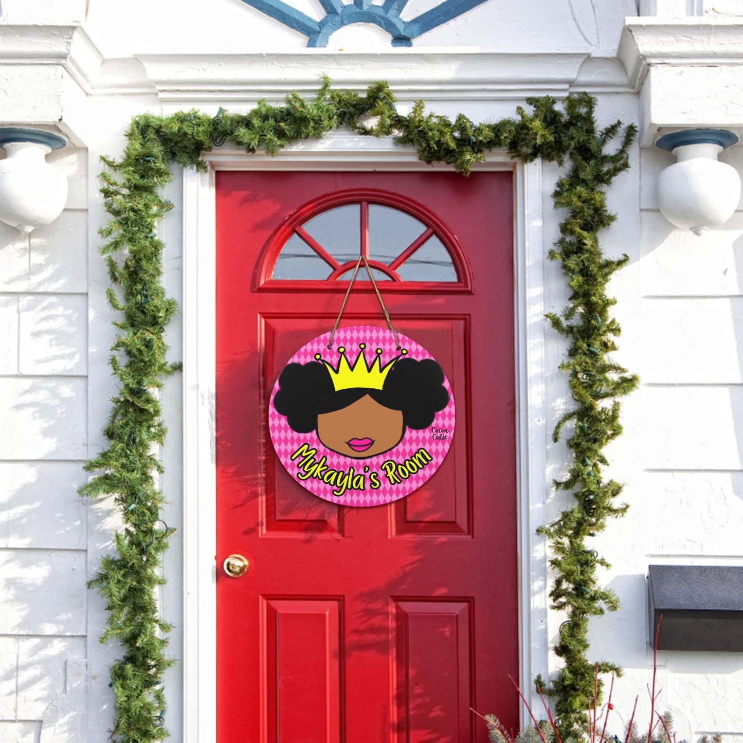 Cocoa Cutie Princess Vibes Round Wooden Wall Door Sign 11.8''