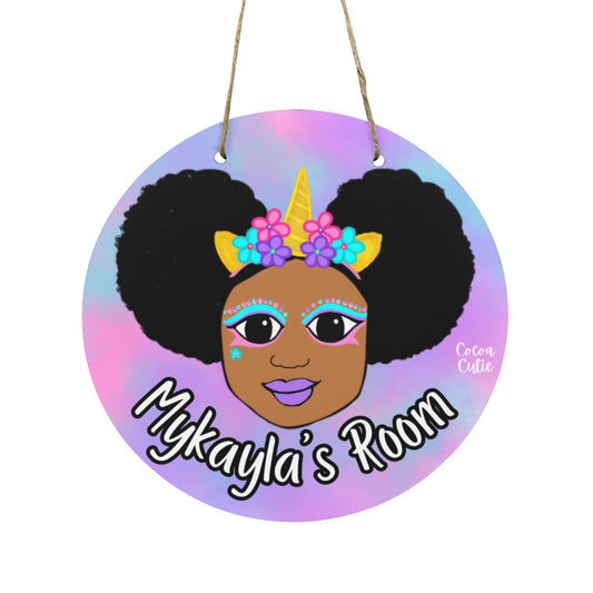 Cocoa Cutie Unicorn Magic Round Wooden Wall Door Sign 11.8''