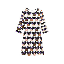 Load image into Gallery viewer, Cocoa Cuties Afro Puffs Long Sleeve Dress (PINK OR PURPLE)
