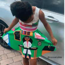 Load image into Gallery viewer, Cocoa Cutie Chemist/Scientist Kid&#39;s Dress (PICK YOUR SKIN TONE)- GREEN
