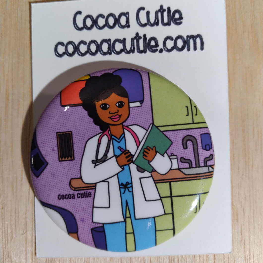 Cocoa Cutie Doctor Girl Button Medium Skin Tone