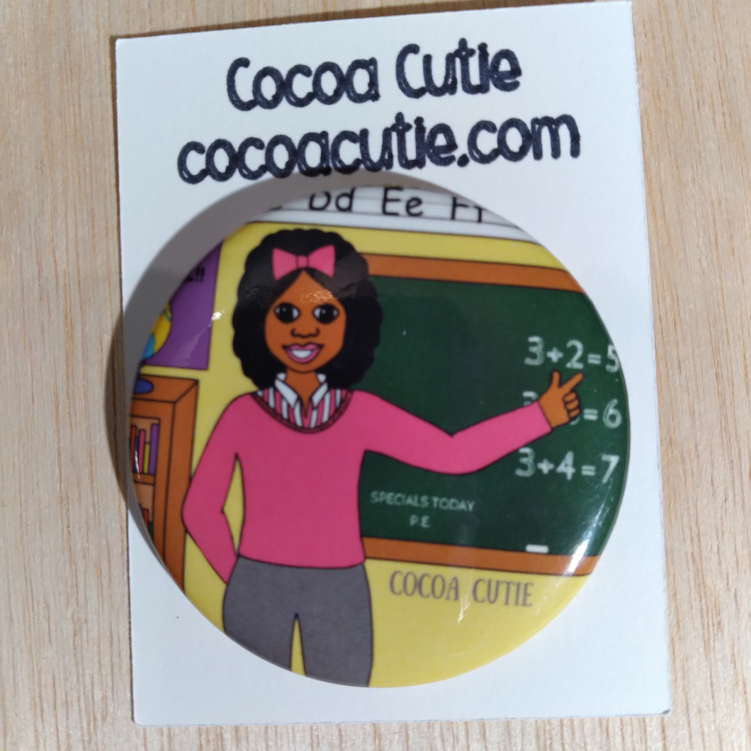 Cocoa Cutie Teacher Girl Button Medium Skin Tone
