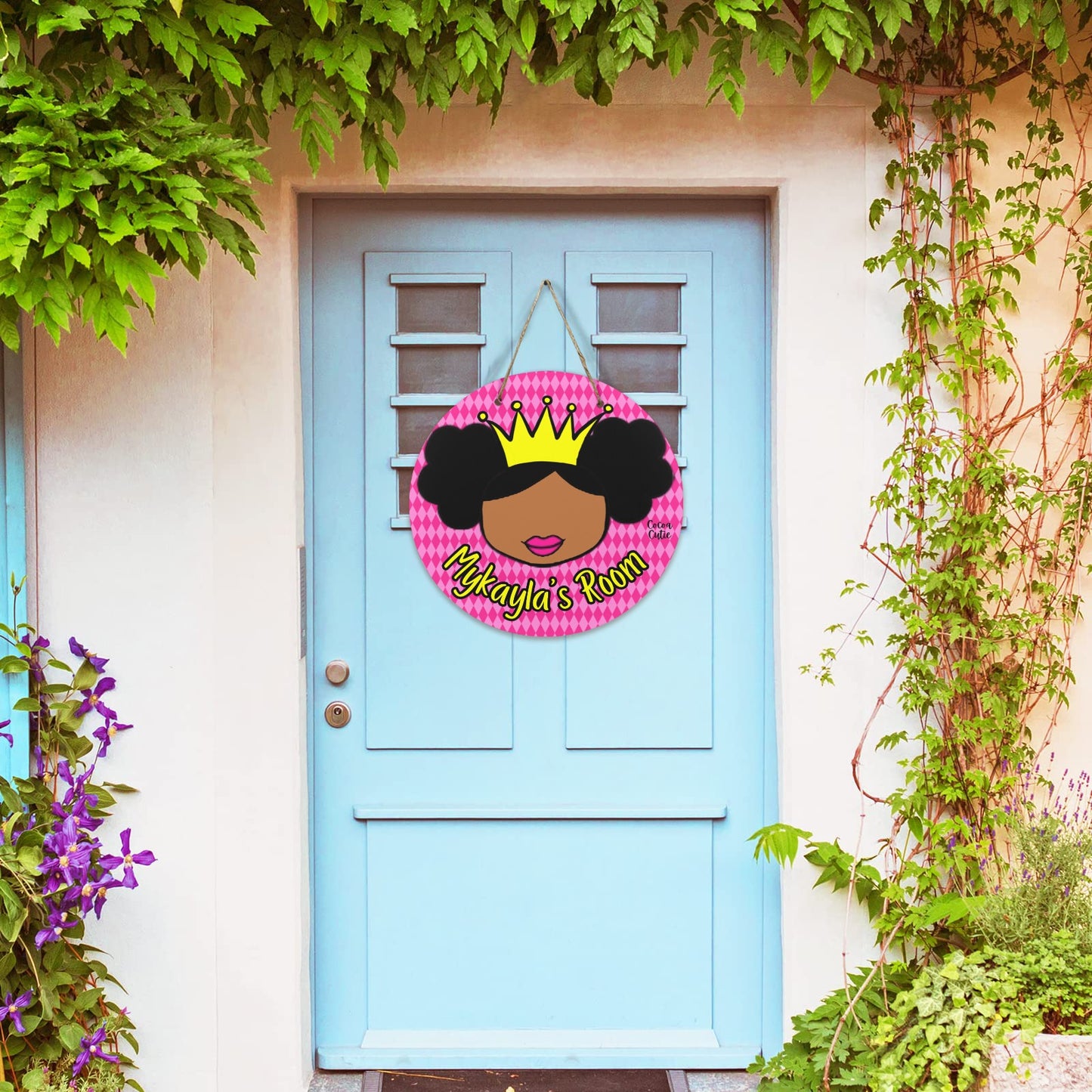 Cocoa Cutie Princess Vibes Round Wooden Wall Door Sign 11.8''