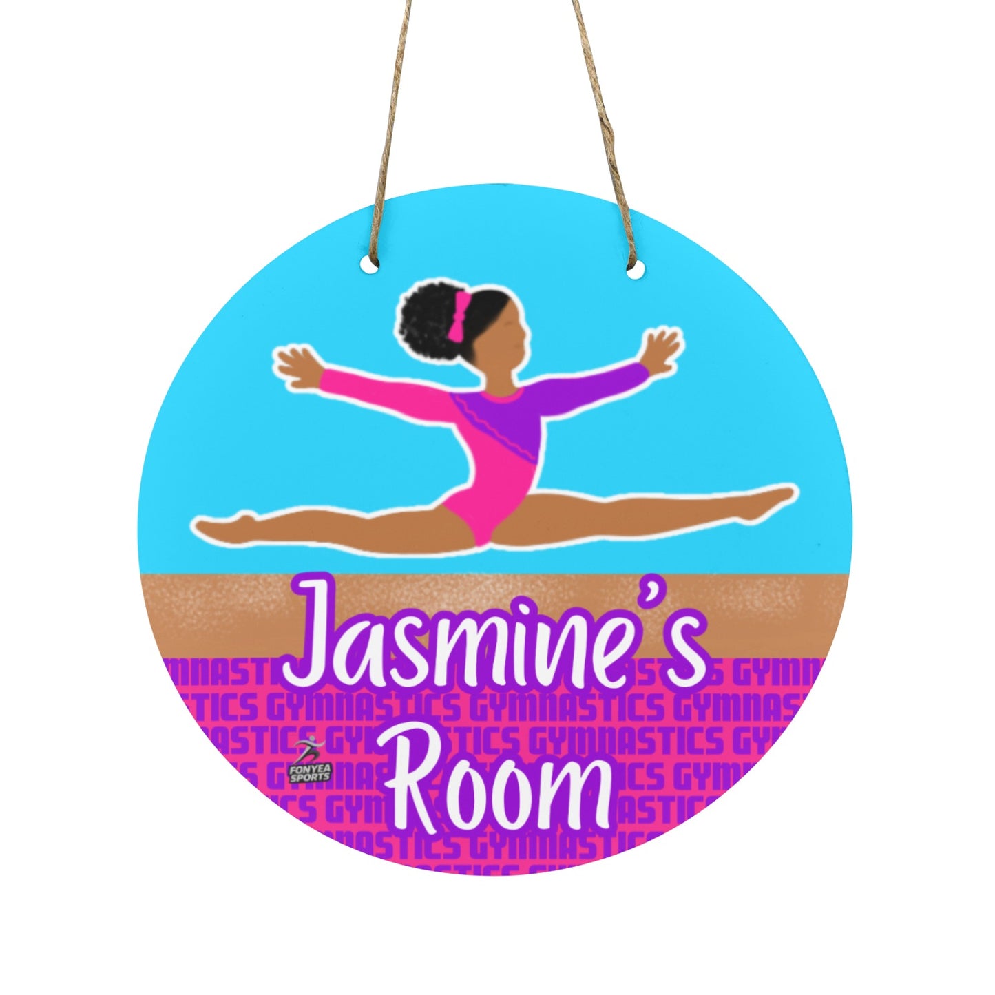 Cocoa Cutie Fonyea Sports Gymnast Round Wooden Door Sign 11.8''