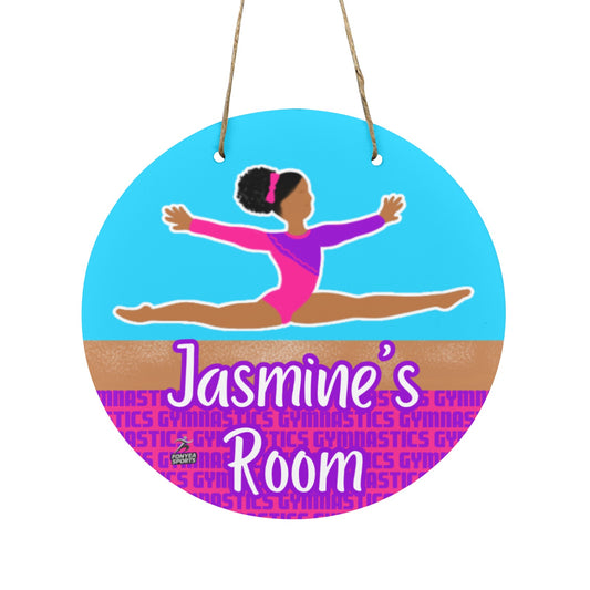 Cocoa Cutie Fonyea Sports Gymnast Round Wooden Door Sign 11.8''