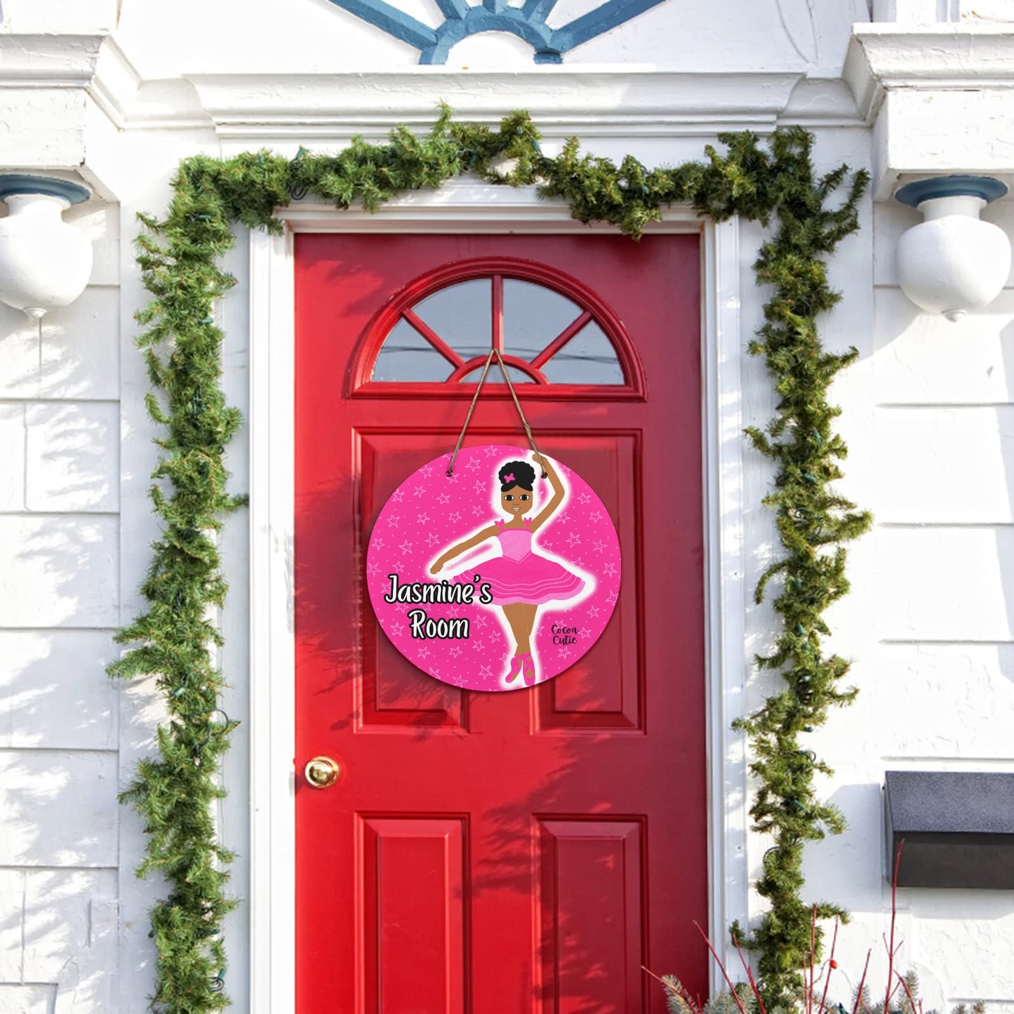 Cocoa Cutie Pink Dancer Round Wooden Wall Door Sign 11.8''