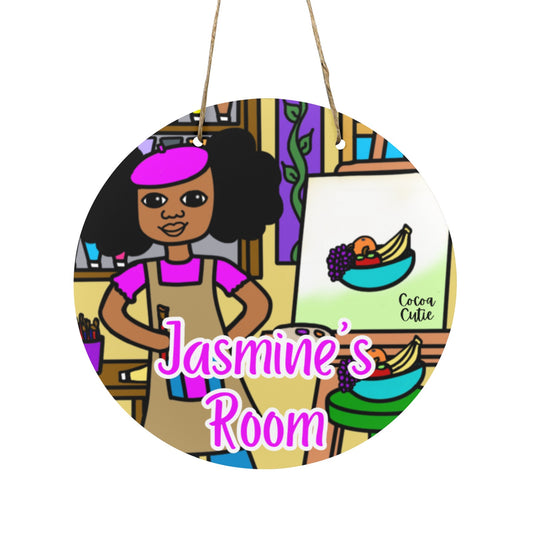 Cocoa Cutie Artist Round Wooden Wall Door Sign 11.8''